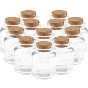 24x Mini glazen flesjes/potjes 5 x 6 met kurk dop 10252957