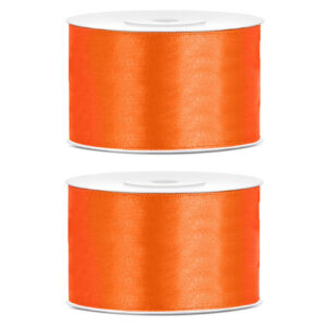 2x Hobby/decoratie oranje satijnen sierlinten 3