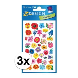 3x 2 vellen met bloemen stickers 10110038