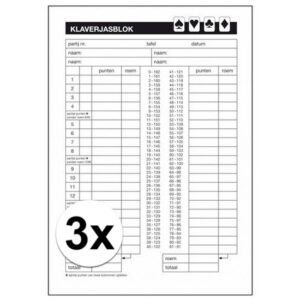 3x Klaverjassen scoreblok A5 10106859