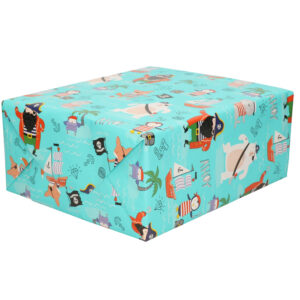 4x Rollen Geschenkpapier tuquoise met piraten print 200 x 70 cm 10249522