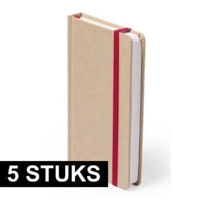 5x Notitieboekje lege bladzijdes rood 10158241