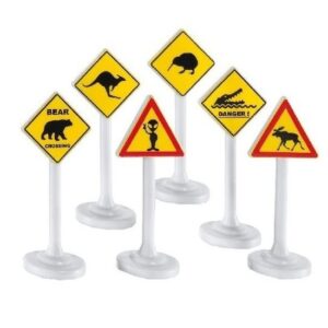 6x Speelgoed waarschuwingsborden/verkeersborden 10 cm 10148089