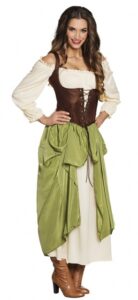 Boland Boerenmeisje Kostuum Dames Groen/Bruin Maat 40/42 208492
