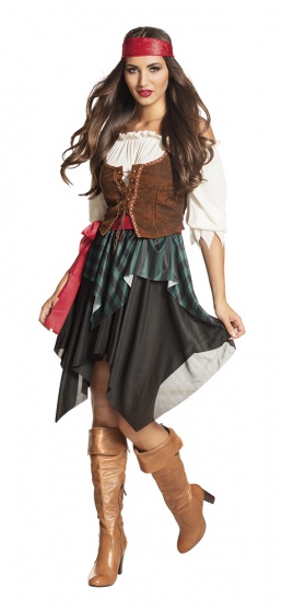 Boland Piraat Storm Kostuum Dames Zwart/Wit maat 36/38 208699