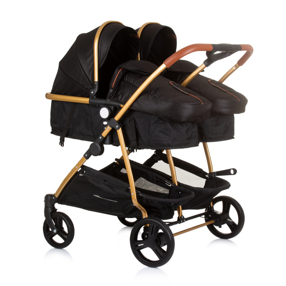 Chipolino Duo Smart Opvouwbare Kinderwagen voor 2 Kids Obsidian Gold Zwart 1034206