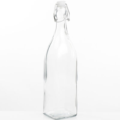 DIY glazen cadeau/decoratie flesje 1000ml/1ltr met beugeldop 8 x 32 cm 10305635