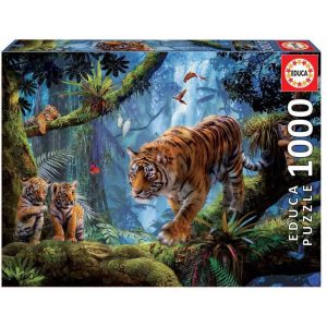 EDUCA Puzzle 1000 stukjes Tigers On The Tree 3362999