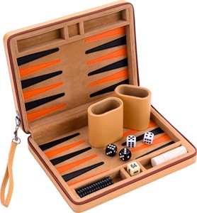 Portable Backgammon met Afsluitrits (Beige) 40092862370