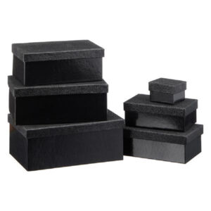 Set van 6x stuks zwarte glitter cadeaudoosjes 7-24 cm rechthoekig 10303557